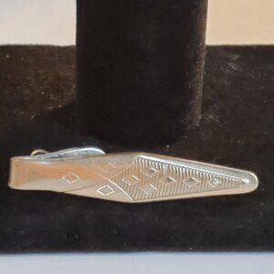 Vintage Men Formal Wear Necktie Bar Clip Suit Accessory Silver Tone RARE
